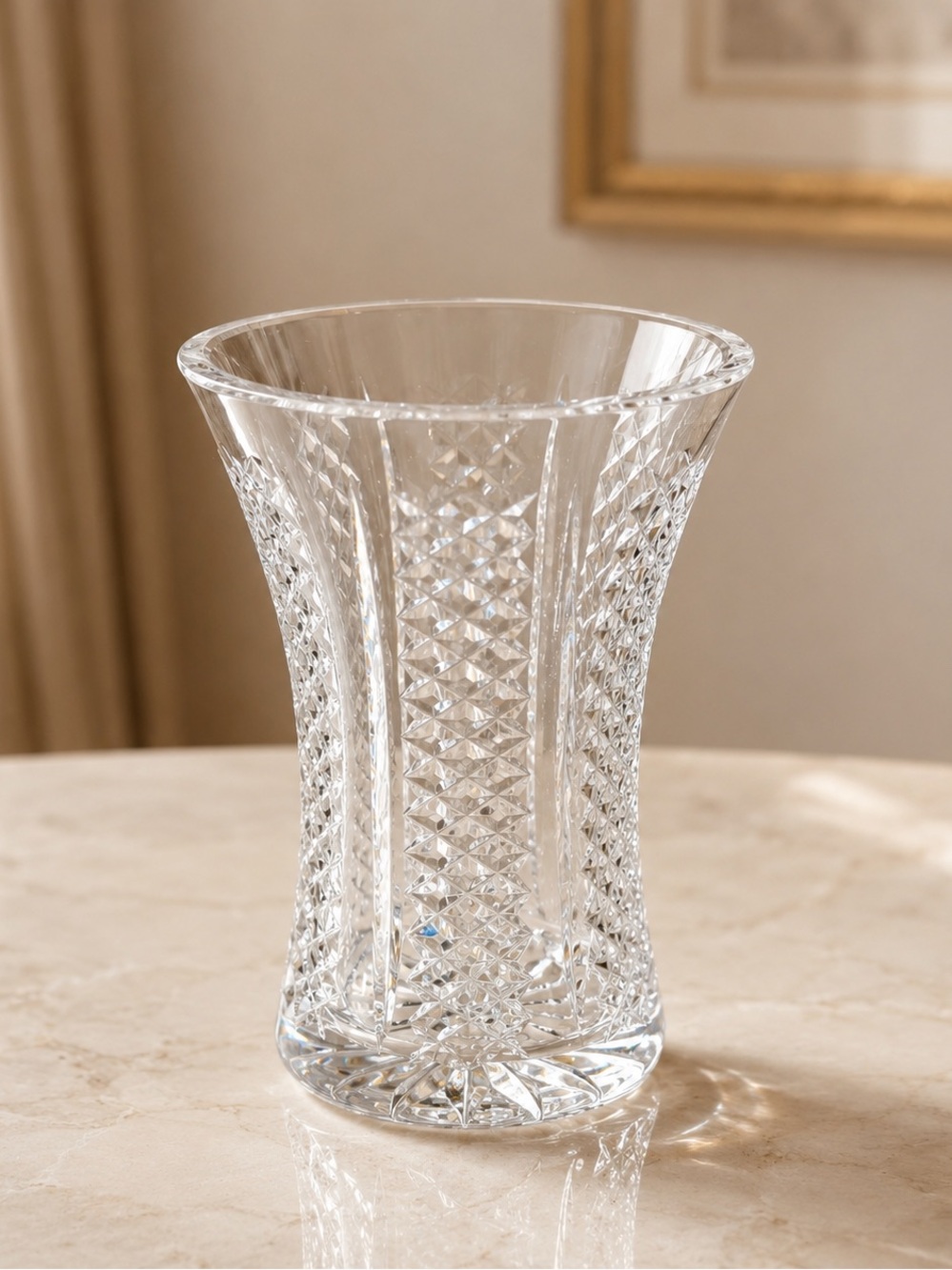 Vintage Waterford Hibernia 6” Signed Irish Cut Crystal Flower Vase